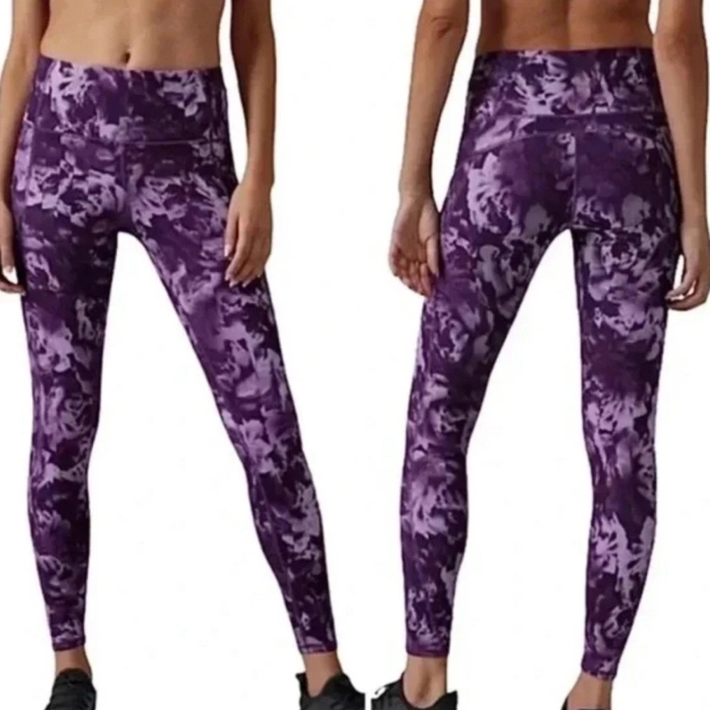 Athleta Rainier Tight Basalt Violet 985360 Size S Colorful Tie-Dye Leggings